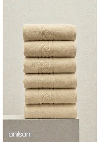 Resim 6'lı Rita Bej El Havlusu - 50x90 Cm, 240gr, %100 Pamuk, Spa Ve Otel Havlusu, Günlük Kullanıma Uygun Bej 