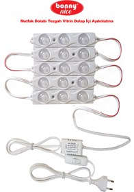 Resim Bonny Nice Çalışma Masası Mutfak Dolabı Tezgah Vitrin Dolap İçi Aydınlatma Modül Led Günışığı Sarı Işık 5’li 