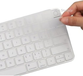 Resim McStorey Apple Magic Keyboard 3 A2449 A2450 US Layout Klavye Koruyucu - Touch ID Uyumlu Ultra İnce ANSI Yatay Enter İngilizce Tuş Dizilimi Silikon Kaplama Toz ve Sıvı Koruma Keyboard Cover Şeffaf 
