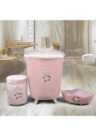 Resim Shems Pudra 3Lü Kadife Banyo Kirli Çamaşır Sepeti Seti Pudra 