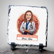 Resim Karikatürlü En Başarılı Kadın Doğum Uzmanı Dekoratif Taş 