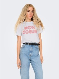 Resim Only Onlarıya Lıfe Reg S/s Love Top Box Jrs Kadın Beyaz T-shirt - 15343191 