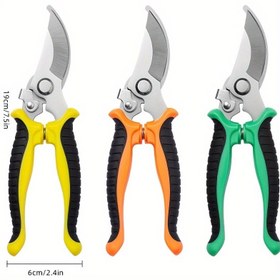 Resim Paslanmaz Çelik Bahçe Budama Makasları - Ergonomik Kaymaz Tutma Tasarımı, Verimli Dal Kesme Aracı | Kauçuk Tutma ile Yaylı Mekanizma | Bahçe ve Çim Bakımı/Meyve Ağacı Şekillendirme için Temel 