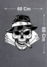 Resim Kurukafa Poker Iskambil Kağıdı Skull Sticker - 00332 60x60 Cm 