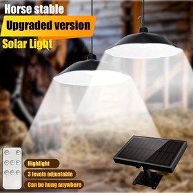 Resim Ultra Parlak Solar Sarkıt Lamba | Dış Mekan Asma Lamba | Tek/Çift Başlıklı | Sıcak/Soğuk Işık | Yüksek Güç | Kablo Gerektirmez | LED Işık | Geliştirilmiş Büyük Abajur | Işık Sensörü Kontrolü | IP65 | Uzaktan Kumanda | 3 Kademeli Ayarlanabilir Parlaklık | 