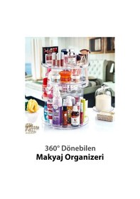 Resim 360 Derece Dönebilen Makyaj Organizeri Şeffaf Şeffaf 