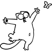 Resim Kelebek Yakalayan Kedi Duvar Dekor Sticker 40 x 40 cm 