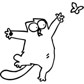 Resim Kelebek Yakalayan Kedi Duvar Dekor Sticker 40 x 40 cm 