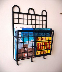 Resim GO DEKOR Tek Gözlü Dekoratif İnce 3 Kancalı Kitaplık Dergilik Duvar Askılı Raf 