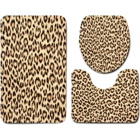 Resim DouranShop Çok Stil 3 Adet Tuvalet Paspas Seti Leopar Baskı Giriş Kapısı Paspası Banyo Paspasları Koridor Için Banyo Ürünleri Toilettes Aksesuarları Ev Halısı (Yurt Dışından) 
