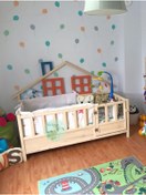 Resim Bir Başka Çocuk Yarı Çatılı 2 Pencereli Kapılı Montessori Yatak 