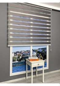 Resim Antrasit Bambu Düz Zebra Stor Güneşlik Perde 