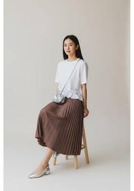 Resim Eren Style Pileli Pamuklu Dokuma Viskon Kışlık Etek 95 Cm - 38-48 Cappuccino 