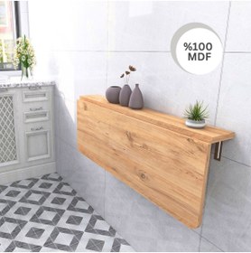 Resim Kydonia Home 60x90 Cm Oval Köşeli Sabit Raflı Duvara Monte Kırma Katlanır Masa 