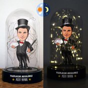 Resim İlizyonist Karikatürlü Işıklı Fanus Biblo 
