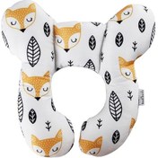 Resim Reedark Turuncu Tilki Desenli Bebek U Yastığı - Seyahat Araç Koltuğu Boyun Koruyucu - İki Köşeli Sabit Tip - 25x23 Cm - Toptan Satış 1 Adet 