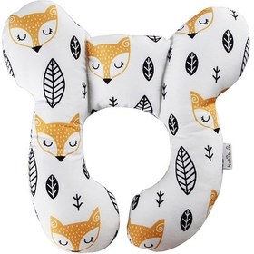 Resim Reedark Turuncu Tilki Desenli Bebek U Yastığı - Seyahat Araç Koltuğu Boyun Koruyucu - İki Köşeli Sabit Tip - 25x23 Cm - Toptan Satış 1 Adet 
