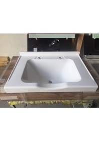 Resim Dökme Akrilik Berber Lavabosu Beyaz 73 x 52 CM 