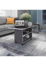 Resim Kenzlife orta salon sehpası prag gri 045*090*50 tekerlekli yemek masası 