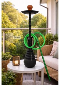 Resim Hdmarketim Büyük Boy Nargile Takımı Cafe & Lounge Kullanımına Uygun Kalın Cam Şişe, Tek Hortumlu 78 Cm 