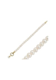 Resim 8,5 Mm Halka Kilitli Doğal İnci Bileklik 19 Cm / Sarı Sarı Sarı Altın 