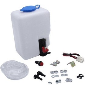 Resim Evrensel 12v Ön Cam Yıkama Şişesi Kiti 110943769329 Klasik Arabalar İçin Kablolamalı Tam Set 