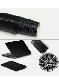 Resim 3d Siyah Tırtıklı Desen Hava Kanallı Dayanıklı Karbon Folyo 30cmx152cm 
