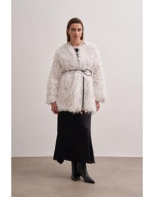 Resim Kıvırcık Kuşaklı Peluş Kap - Beyaz / 2 