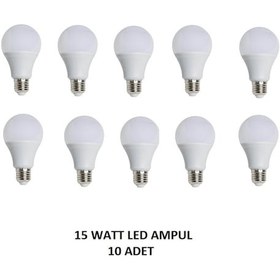 Resim 15 Watt Led Ampul E27 Duy 1350 Lm Beyaz Işık 10 Adet 