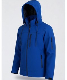 Resim Vatan Tekstil Erkek Slim Fit Softshell Kapüşonlu Erkek Mont Su İtici Rüzgar Geçirmez Mavi 