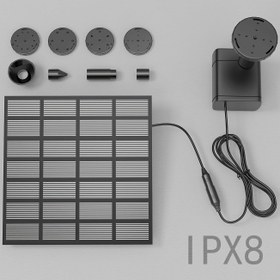 Resim 1.5W Mini Dış Mekan Solar Fıskiye Pompası DIY Seti, IPX8 Su Geçirmez, Elektriksiz, Balık Havuzları ve Kuş Banyoları İçin Uygun, Altı Nozul Dahil 