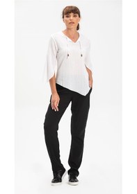 Resim Truvakar Kol Büyük Beden Gofre Rodos Bluz Beyaz Byz Beyaz 