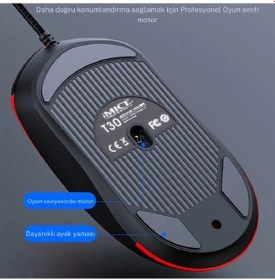 Resim Techtic Ergonomik Çift El Kullanım Gamer Kablolu Oyuncu Mouse Rgb 