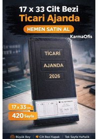 Resim Ticari Ajanda 17x33 Cilt Bezi Büyük Boy Kasa Ajandası 420 Sayfa Siyah 