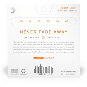 Resim D'Addario XSAPB1047 XS Phosphor Bronze Akustik Gitar Tel Seti ($10-47$) | Extra Light Tansiyon, Ultra İnce Koruyucu Kaplama, Sıcak ve Dengeli Ton, Üstün Akort Kararlılığı 