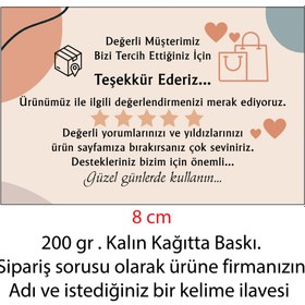 Resim OzmeralBaskı Teşekkür Kartı - 100 Adet - 5x8 cm - 200 gr Kalın Kağıt 