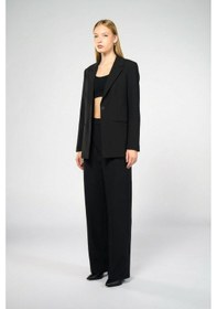 Resim Kadın Siyah Sırt Dekolteli Blazer Siyah 