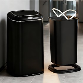 Resim 35L/42L Büyük Akıllı Çöp Kutusu - Hareket Sensörlü, Dokunmatik Kapak & Sessiz Kapanma - Ağır Hizmet Tipi Hijyenik Kendiliğinden Kapanan Çöp Kutusu - (AA Pil Dahil Değil) Ofis, Banyo, Karavan İçin - Modern İnce Tasarım Sensörlü Çöp Kutusu 