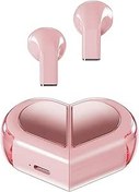 Resim Pembe Kalp Kablosuz Kulaklıklar Kızlar Çocuklar için, Sevimli Küçük Mini Küçük Görünmez Kulaklıklar Kablosuz Bluetooth Küçük Kulak Kanalları Kadınlar için Gül Altın Kawai Mavi Diş Kulak Tomurcukları 