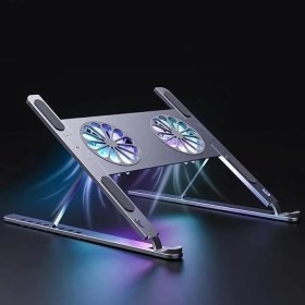 Resim Leaf Shop Katlanabilir Alüminyum Turbo Fanlı Macbook Laptop Soğutucu Stand 10-17 Inç 