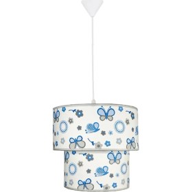 Resim Şenay Aydınlatma Çocuk Odası İkili Silindir Kumaş Avize Sarkıt-Mavi Kelebek 