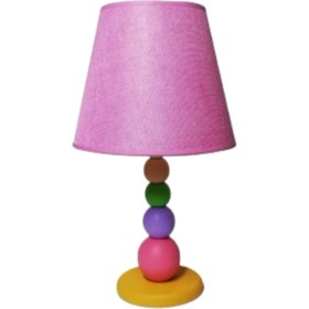 Resim Çocuk Bebek Odası Yatak Odası Renkli Ahşap Abajur.pembe Lila Yeşil Krem Ahşap Top 