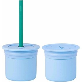 Resim Oioi Ham+hüp Pipetli Silikon Bardak Seti Mineral Blue / Aqua Green 