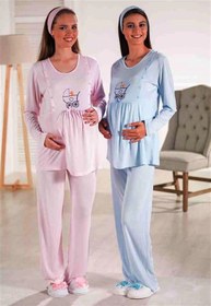 Resim Estiva Micro Viscon Lohusa Pijama Takımı 17374 - Mavi / M 