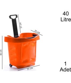 Resim Marketix Tekerlekli Plastik Market Alışveriş El Sepeti 40 Litre Turuncu 1 Adet 