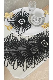 Resim ZESA HOME 6 Lı Kahve Yanı Şık Sunum Peçeteleri Tül Güpürlü 