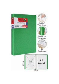 Resim Sunum Dosyası 60 Lı 1 Paket Poşet Dosyalı Katalog Dosyası 60 Poşetli Kendinden Dosya Plastik Kapaklı Yeşil 