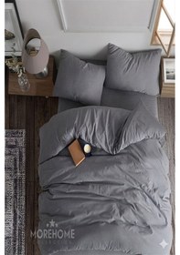 Resim More Home Lastikli Çarşaflı Tek kişilik Nevresim Takımı Antrasit 