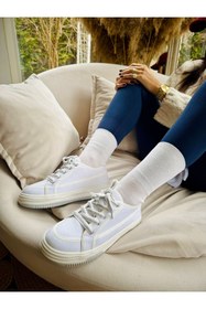 Resim İnan Ayakkabı Kadın Spor Ayakkabı Beyaz Keten Sneakers Ve Spor Ayakkabı 