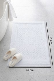 Resim Pamuklu Ayak Havlusu | 3’lü Paket | Havlu Paspas Seti | Banyo Paspası | Ayak Havlusu | Otel Serisi | 50x70 cm - Beyaz 
